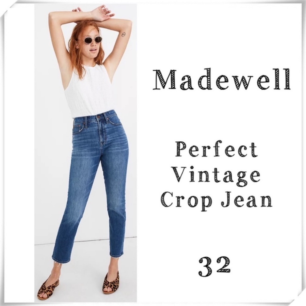 MADEWELL Perfect Vintage Crop Jeans 90s Mom Jean in Cassie Wash Size 32 #L3912